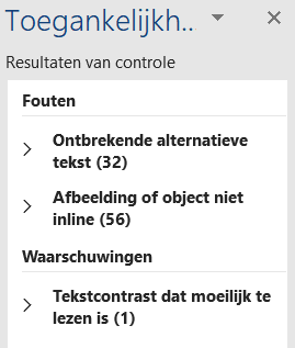 Screenshot van Toegankelijkheidscontrole